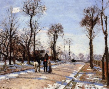  tree Oil Painting - street winter sunlight and snow Camille Pissarro